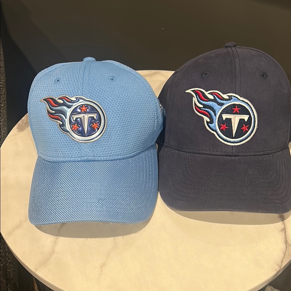 Tennessee Titans NFL Blue and Navy Hats. Official NFL apparel. Light blue is 39